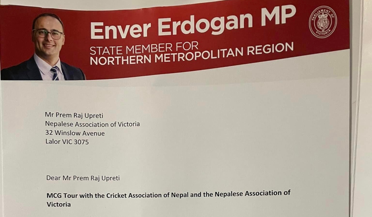 Nepalese Association of Victoria is grateful to Hon Minister Enver Erdogan MP