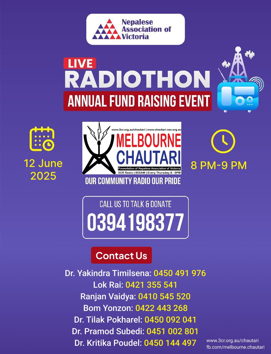 LIVE RADIOTHON – MELBOURNE CHAUTARI